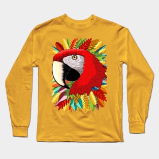 Macaw Parrot Paper Craft Digital Art Long Sleeve T-Shirt